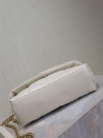 YSL 25S LOULOU PUFFER MINI 23 IN BLANC VINTAGE CALFSKIN GOLD HARDWARE - Image 9