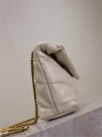 YSL 25S LOULOU PUFFER MINI 23 IN BLANC VINTAGE CALFSKIN GOLD HARDWARE - Image 7