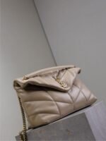 YSL 25S LOULOU PUFFER GM 35 IN BROWN CALFSKIN GOLD HARDWARE - Image 13