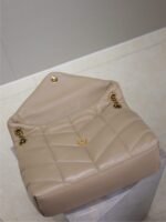 YSL 25S LOULOU PUFFER GM 35 IN BROWN CALFSKIN GOLD HARDWARE - Image 6
