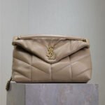 YSL 25S LOULOU PUFFER GM 35 IN BROWN CALFSKIN GOLD HARDWRE - Image 10