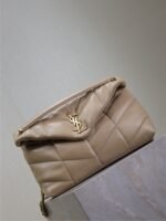 YSL 25S LOULOU PUFFER GM 35 IN BROWN CALFSKIN GOLD HARDWRE - Image 16