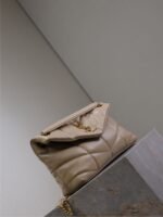 YSL 25S LOULOU PUFFER MM 29 IN BROWN CALFSKIN GOLD HARDWRE - Image 16