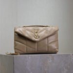 YSL 25S LOULOU PUFFER MINI 23 IN BROWN CALFSKIN GOLD HARDWARE - Image 10