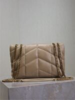 YSL 25S LOULOU PUFFER MINI 23 IN BROWN CALFSKIN GOLD HARDWARE - Image 2