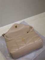 YSL 25S LOULOU PUFFER MINI 23 IN BROWN CALFSKIN GOLD HARDWARE - Image 8