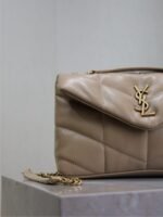 YSL 25S LOULOU PUFFER MINI 23 IN BROWN CALFSKIN GOLD HARDWARE - Image 3