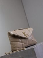 YSL 25S LOULOU PUFFER MINI 23 IN BROWN CALFSKIN GOLD HARDWARE - Image 13