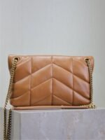 YSL 25S LOULOU PUFFER MM 29 IN CARAMEL CALFSKIN GOLD HARDWARE - Image 2