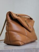 YSL 25S LOULOU PUFFER MM 29 IN CARAMEL CALFSKIN GOLD HARDWRE - Image 13