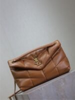 YSL 25S LOULOU PUFFER MM 29 IN CARAMEL CALFSKIN GOLD HARDWRE - Image 7