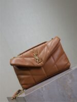 YSL 25S LOULOU PUFFER MINI 23 IN CARAMEL CALFSKIN GOLD HARDWARE - Image 11