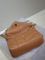 YSL 25S LOULOU PUFFER MINI 23 IN CARAMEL CALFSKIN GOLD HARDWARE - Image 4