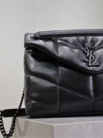YSL 25S LOULOU PUFFER GM 35 IN BLACK CALFSKIN BLACK HARDWARE - Image 3
