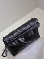 YSL 25S LOULOU PUFFER GM 35 IN BLACK CALFSKIN BLACK HARDWARE - Image 4