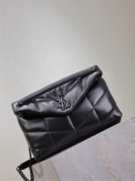 YSL 25S LOULOU PUFFER GM 35 IN BLACK CALFSKIN BLACK HARDWARE - Image 7