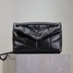 YSL 25S LOULOU PUFFER MM 29 IN BLACK CALFSKIN BLACK HARDWRE - Image 10