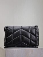 YSL 25S LOULOU PUFFER MM 29 IN BLACK CALFSKIN BLACK HARDWRE - Image 11