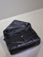 YSL 25S LOULOU PUFFER MM 29 IN BLACK CALFSKIN BLACK HARDWRE - Image 13