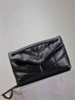 YSL 25S LOULOU PUFFER MM 29 IN BLACK CALFSKIN BLACK HARDWRE - Image 7