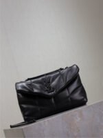 YSL 25S LOULOU PUFFER MINI 23 IN BLACK CALFSKIN BLACK HARDWARE - Image 8