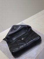 YSL 25S LOULOU PUFFER MINI 23 IN BLACK CALFSKIN BLACK HARDWARE - Image 6