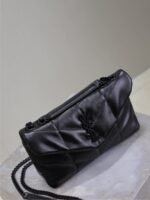 YSL 25S LOULOU PUFFER MINI 23 IN BLACK CALFSKIN BLACK HARDWARE - Image 4