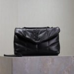 YSL 25S LOULOU PUFFER MINI 23 IN BLACK CALFSKIN BLACK HARDWRE - Image 10