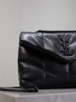 YSL 25S LOULOU PUFFER MINI 23 IN BLACK CALFSKIN BLACK HARDWARE - Image 12