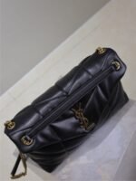YSL 25S LOULOU PUFFER GM 35 IN BLACK CALFSKIN GOLD HARDWRE - Image 4