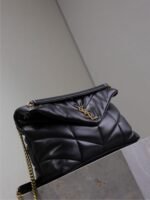 YSL 25S LOULOU PUFFER GM 35 IN BLACK CALFSKIN GOLD HARDWRE - Image 17