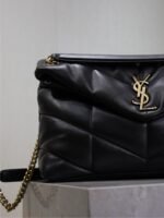 YSL 25S LOULOU PUFFER GM 35 IN BLACK CALFSKIN GOLD HARDWRE - Image 3