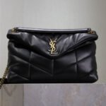 YSL 25S LOULOU PUFFER GM 35 IN BLACK CALFSKIN GOLD HARDWRE - Image 10