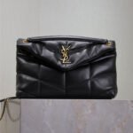 YSL 25S LOULOU PUFFER MM 29 IN BLACK CALFSKIN GOLD HARDWARE - Image 10