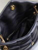 YSL 25S LOULOU PUFFER MM 29 IN BLACK CALFSKIN GOLD HARDWRE - Image 14