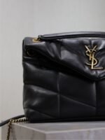 YSL 25S LOULOU PUFFER MM 29 IN BLACK CALFSKIN GOLD HARDWRE - Image 3