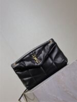 YSL 25S LOULOU PUFFER MM 29 IN BLACK CALFSKIN GOLD HARDWRE - Image 8