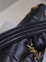 YSL 25S LOULOU PUFFER MM 29 IN BLACK CALFSKIN GOLD HARDWARE - Image 4