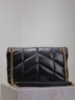 YSL 25S LOULOU PUFFER MM 29 IN BLACK CALFSKIN GOLD HARDWARE - Image 2