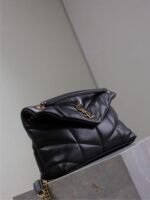 YSL 25S LOULOU PUFFER MM 29 IN BLACK CALFSKIN GOLD HARDWARE - Image 7
