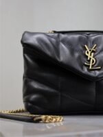 YSL 25S LOULOU PUFFER MINI 23 IN BLACK CALFSKIN GOLD HARDWARE - Image 6