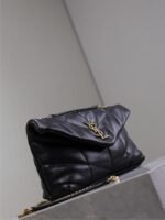 YSL 25S LOULOU PUFFER MINI 23 IN BLACK CALFSKIN GOLD HARDWRE - Image 7