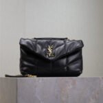 YSL 25S LOULOU PUFFER MINI 23 IN BLACK CALFSKIN GOLD HARDWRE - Image 10