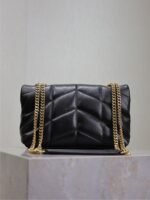 YSL 25S LOULOU PUFFER MINI 23 IN BLACK CALFSKIN GOLD HARDWRE - Image 2