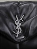 YSL 25S LOULOU PUFFER GM 35 IN BLACK CALFSKIN SILVER HARDWRE - Image 3