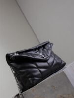 YSL 25S LOULOU PUFFER GM 35 IN BLACK CALFSKIN SILVER HARDWARE - Image 15