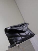 YSL 25S LOULOU PUFFER MM 29 IN BLACK CALFSKIN SILVER HARDWRE - Image 16