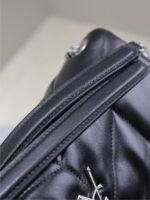 YSL 25S LOULOU PUFFER MM 29 IN BLACK CALFSKIN SILVER HARDWARE - Image 8