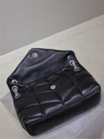 YSL 25S LOULOU PUFFER MM 29 IN BLACK CALFSKIN SILVER HARDWARE - Image 4