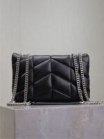 YSL 25S LOULOU PUFFER MINI 23 IN BLACK CALFSKIN SILVER HARDWRE - Image 2